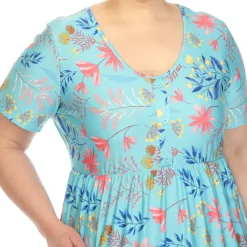 Floral Short Sleeve Knee Length Dress - Plus