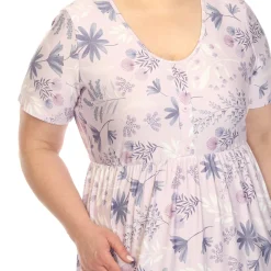 Floral Short Sleeve Knee Length Dress - Plus