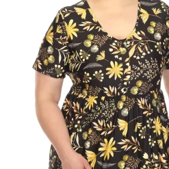 Floral Short Sleeve Knee Length Dress - Plus