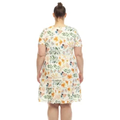 Floral Short Sleeve Knee Length Dress - Plus