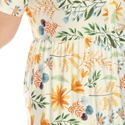 Floral Short Sleeve Knee Length Dress - Plus