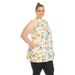 Floral Sleeveless Tunic Top - Plus