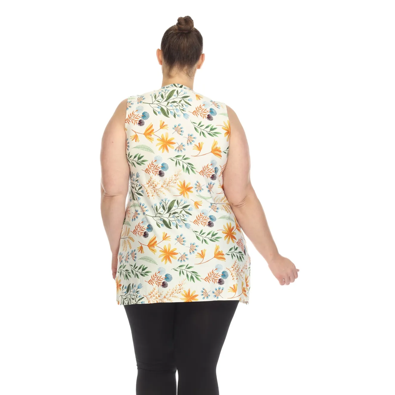 Floral Sleeveless Tunic Top - Plus