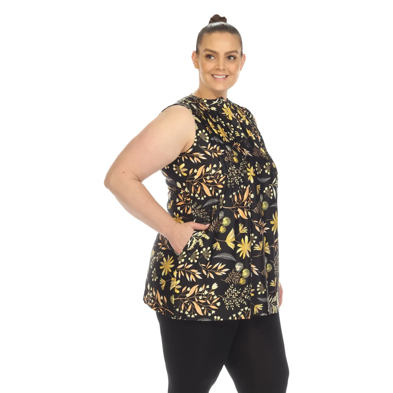 Floral Sleeveless Tunic Top - Plus