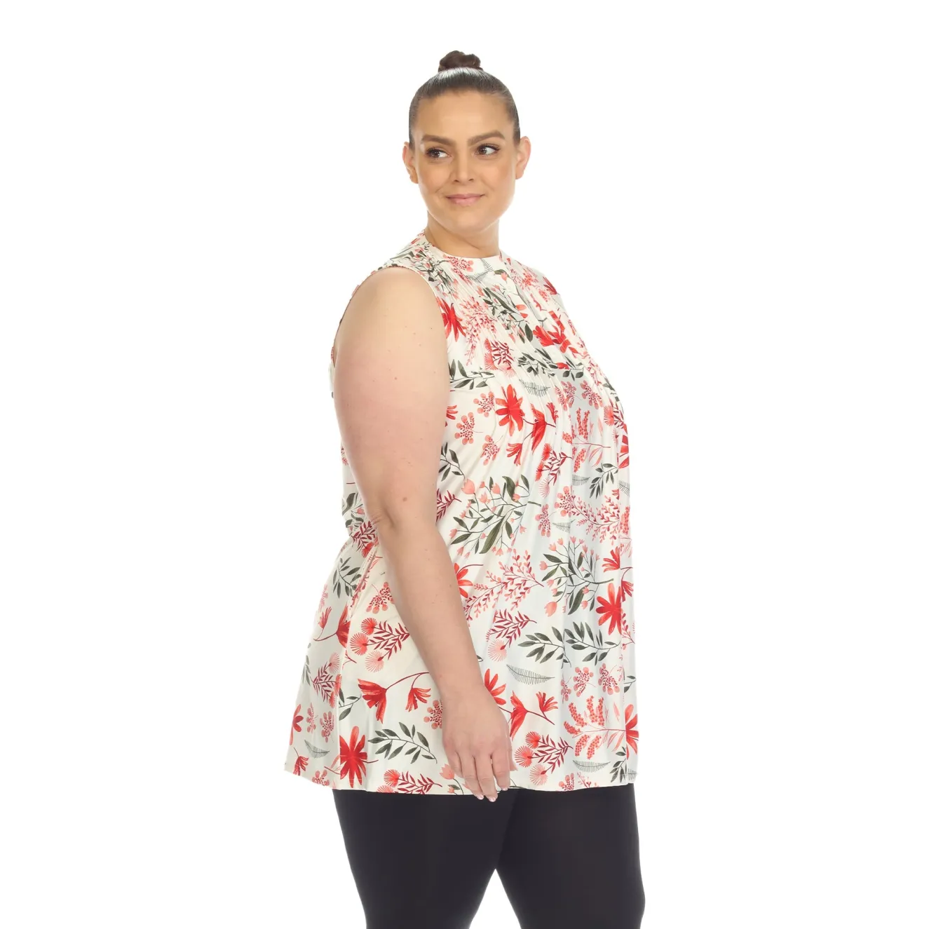 Floral Sleeveless Tunic Top - Plus