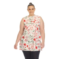 Floral Sleeveless Tunic Top - Plus