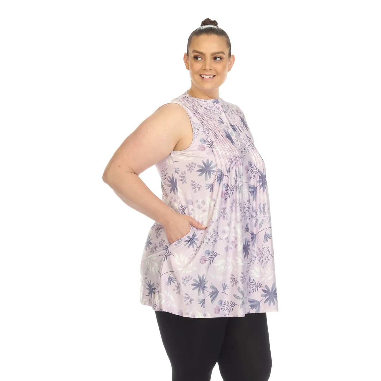 Floral Sleeveless Tunic Top - Plus