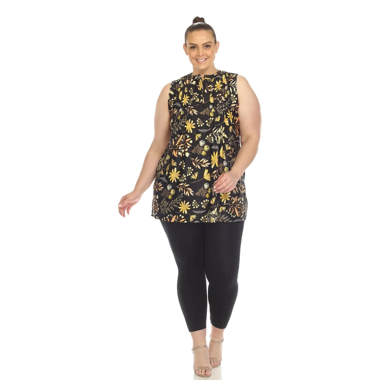 Floral Sleeveless Tunic Top - Plus