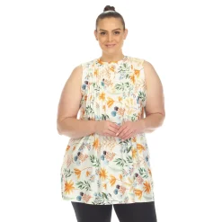 Floral Sleeveless Tunic Top - Plus