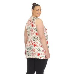 Floral Sleeveless Tunic Top - Plus