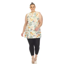 Floral Sleeveless Tunic Top - Plus