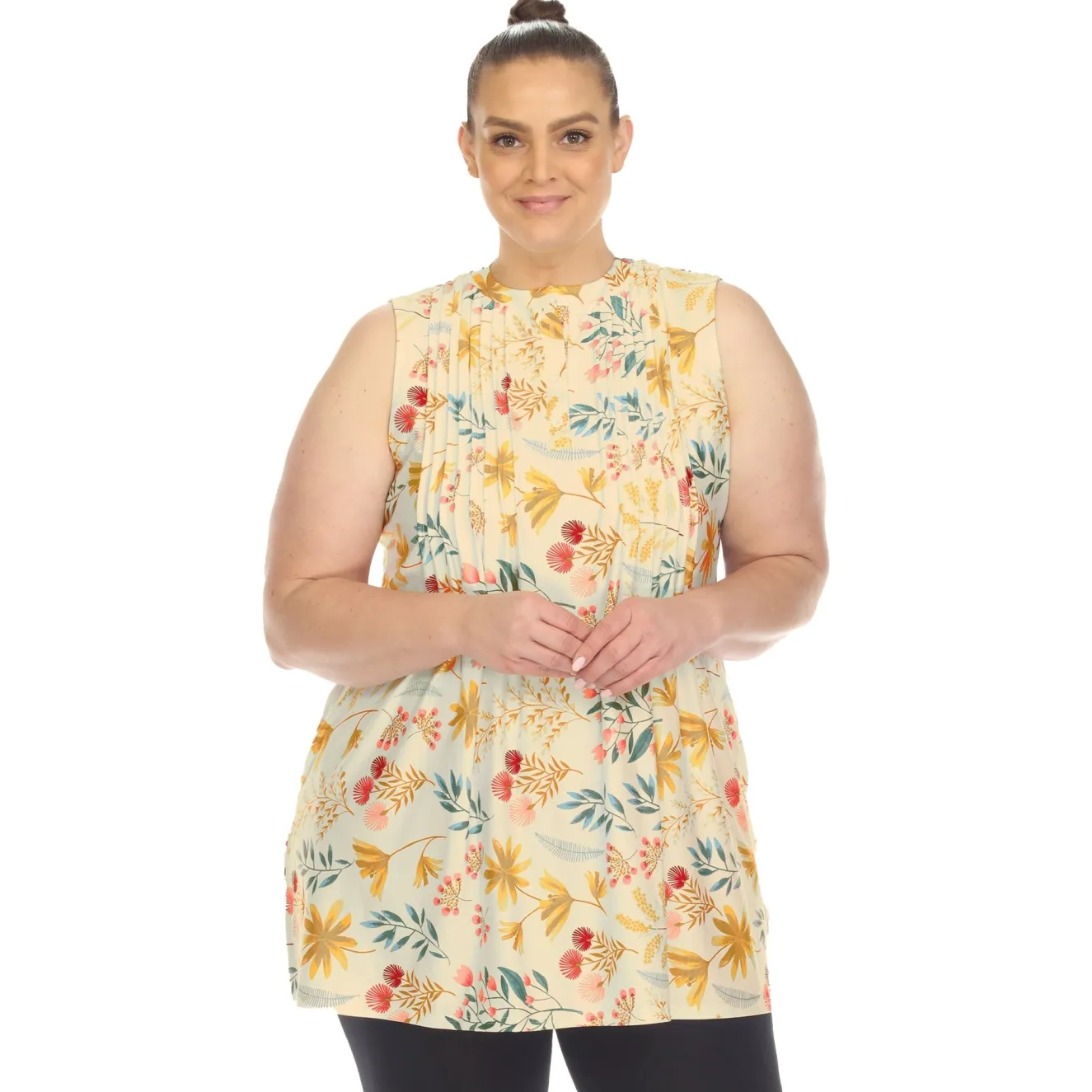 Floral Sleeveless Tunic Top - Plus