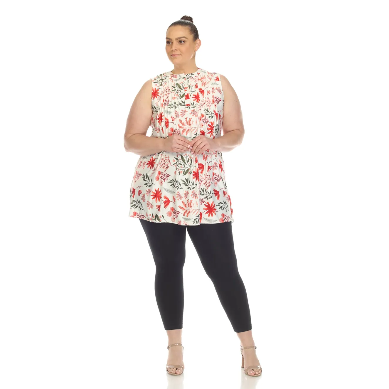 Floral Sleeveless Tunic Top - Plus