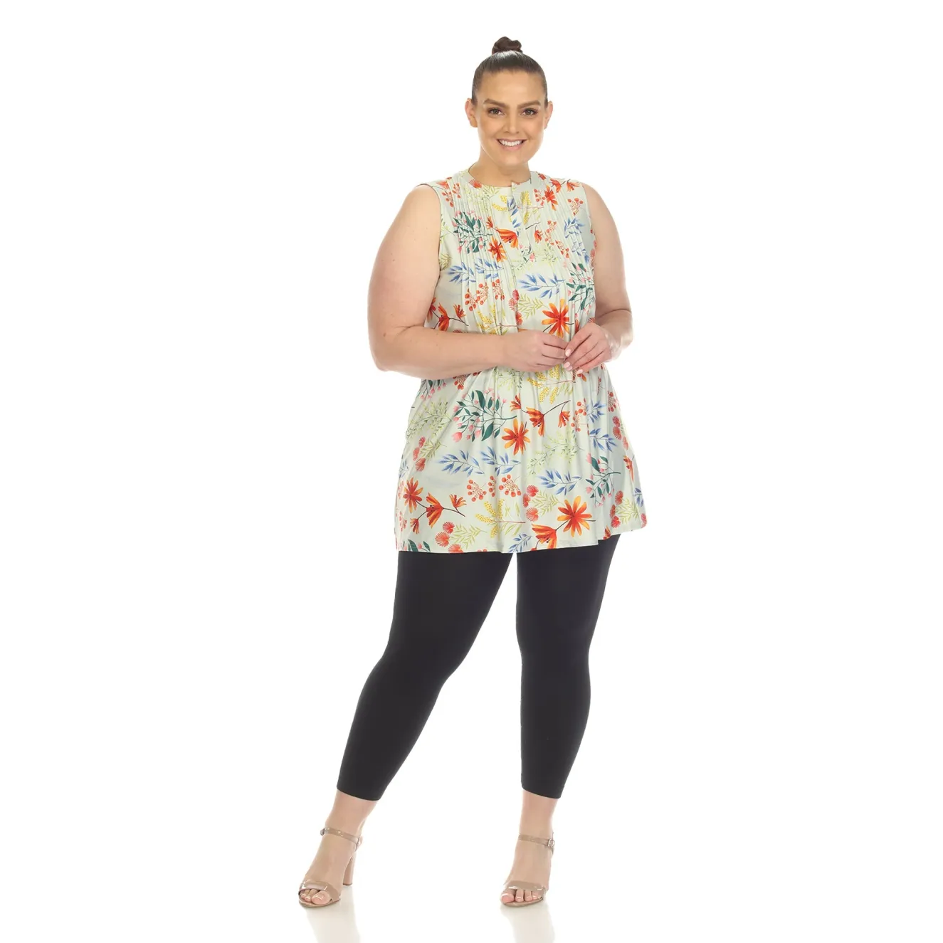 Floral Sleeveless Tunic Top - Plus