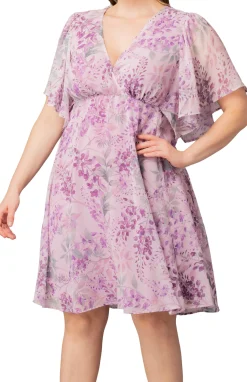 Florence Flutter Sleeve Dress- Wisteria Blooms -Plus