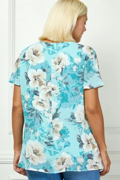 Flutter Sleeve Cutout Neck Pleat Blouse - Plus - Sage