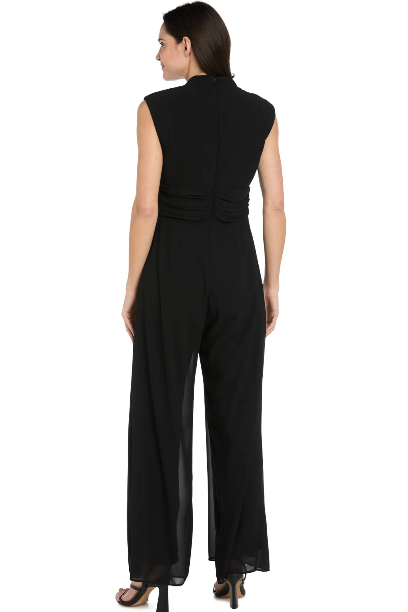Funnel Neck Jumpsuit with Buckle - Black