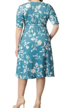 Gabriella Midi Dress- Aqua Blooms -Plus