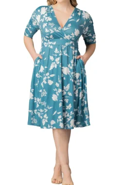 Gabriella Midi Dress- Aqua Blooms -Plus