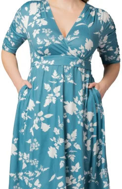 Gabriella Midi Dress- Aqua Blooms -Plus