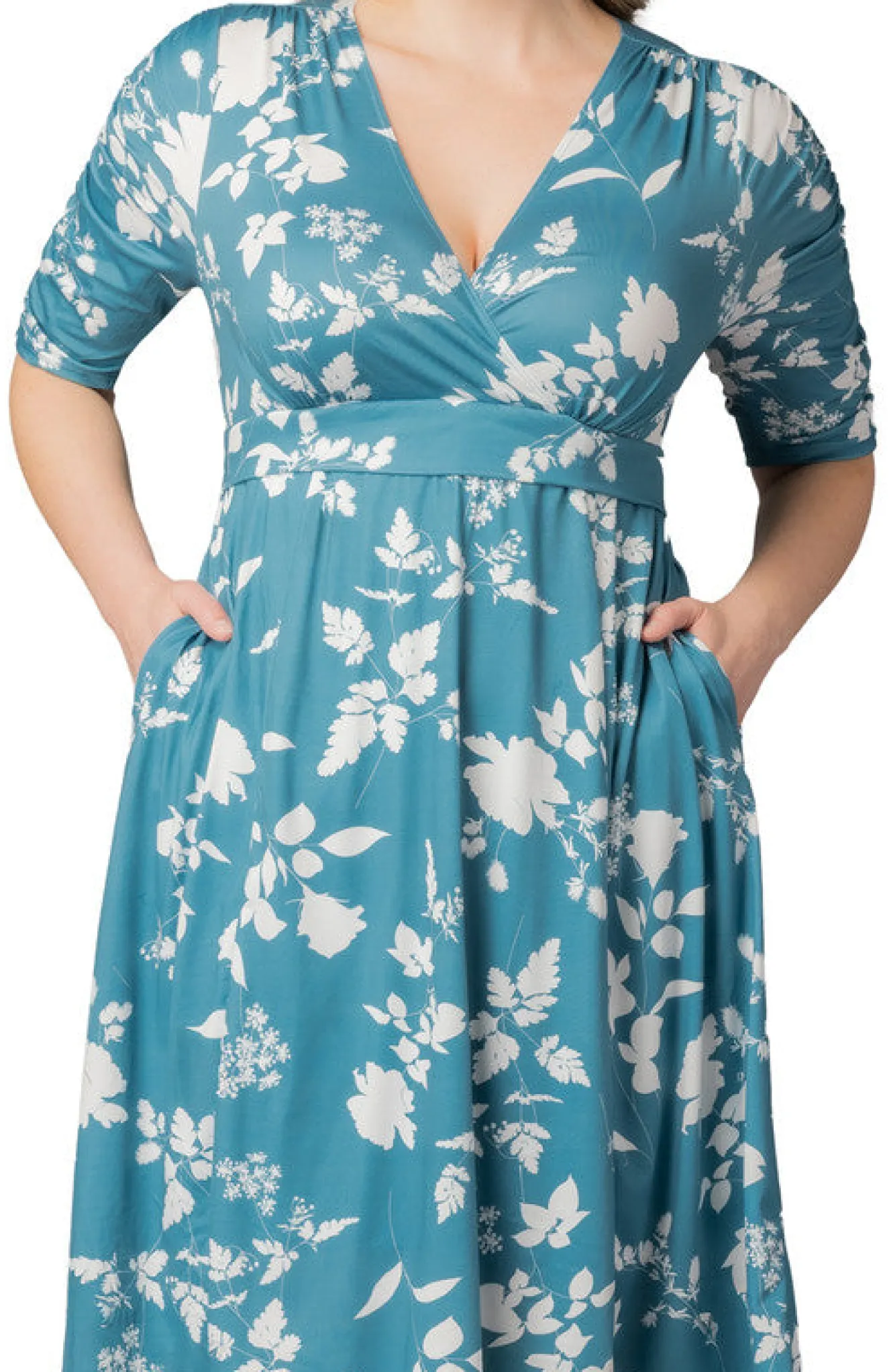 Gabriella Midi Dress- Aqua Blooms -Plus