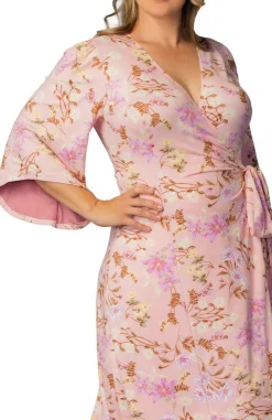 Gemini Wrap Dress- Lively Peach Florals -Plus