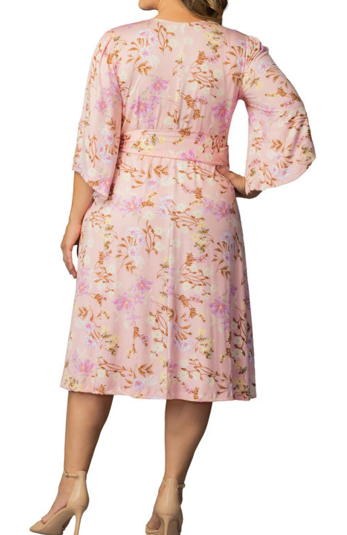 Gemini Wrap Dress- Lively Peach Florals -Plus