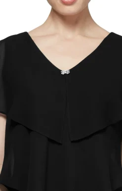 Georgette Tiered Cocktail Dress - Black