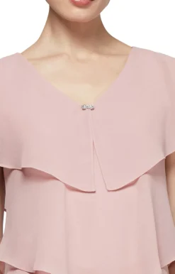 Georgette Tiered Cocktail Dress - Faded Rose
