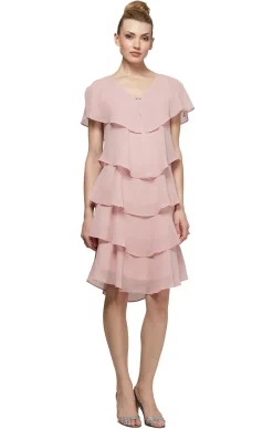 Georgette Tiered Cocktail Dress - Faded Rose