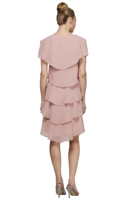 Georgette Tiered Cocktail Dress - Faded Rose - Petite