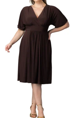 Gia Midi Dress - Chocolate - Plus