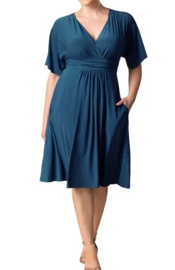 Gia Midi Dress, Teal - Plus
