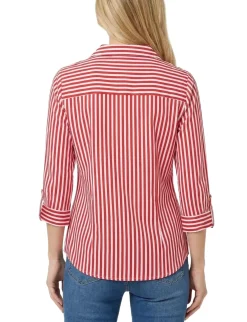 Half Zip Blouse With Pockets