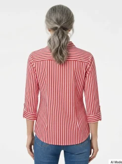 Half Zip Blouse With Pockets