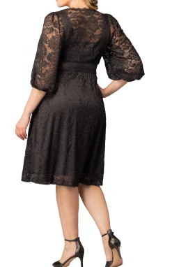 Hepburn Lace Cocktail Dress-Onyx -Plus