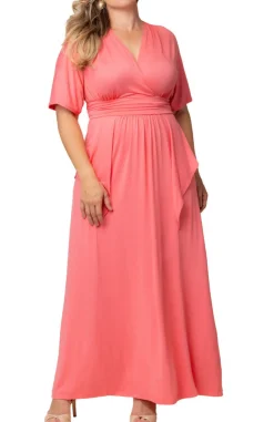 Indie Flair Maxi Dress - Coral - Plus