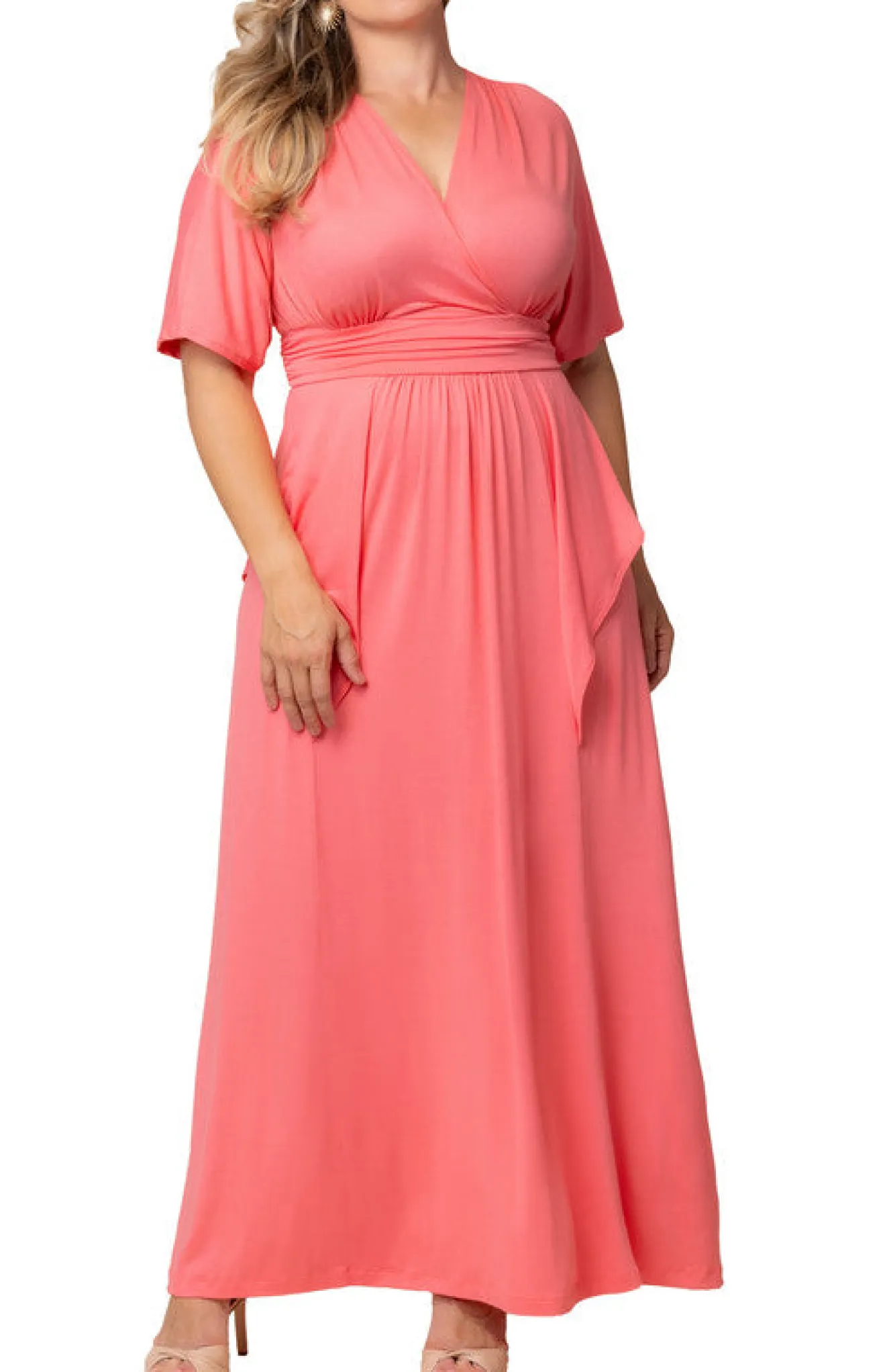 Indie Flair Maxi Dress - Coral - Plus