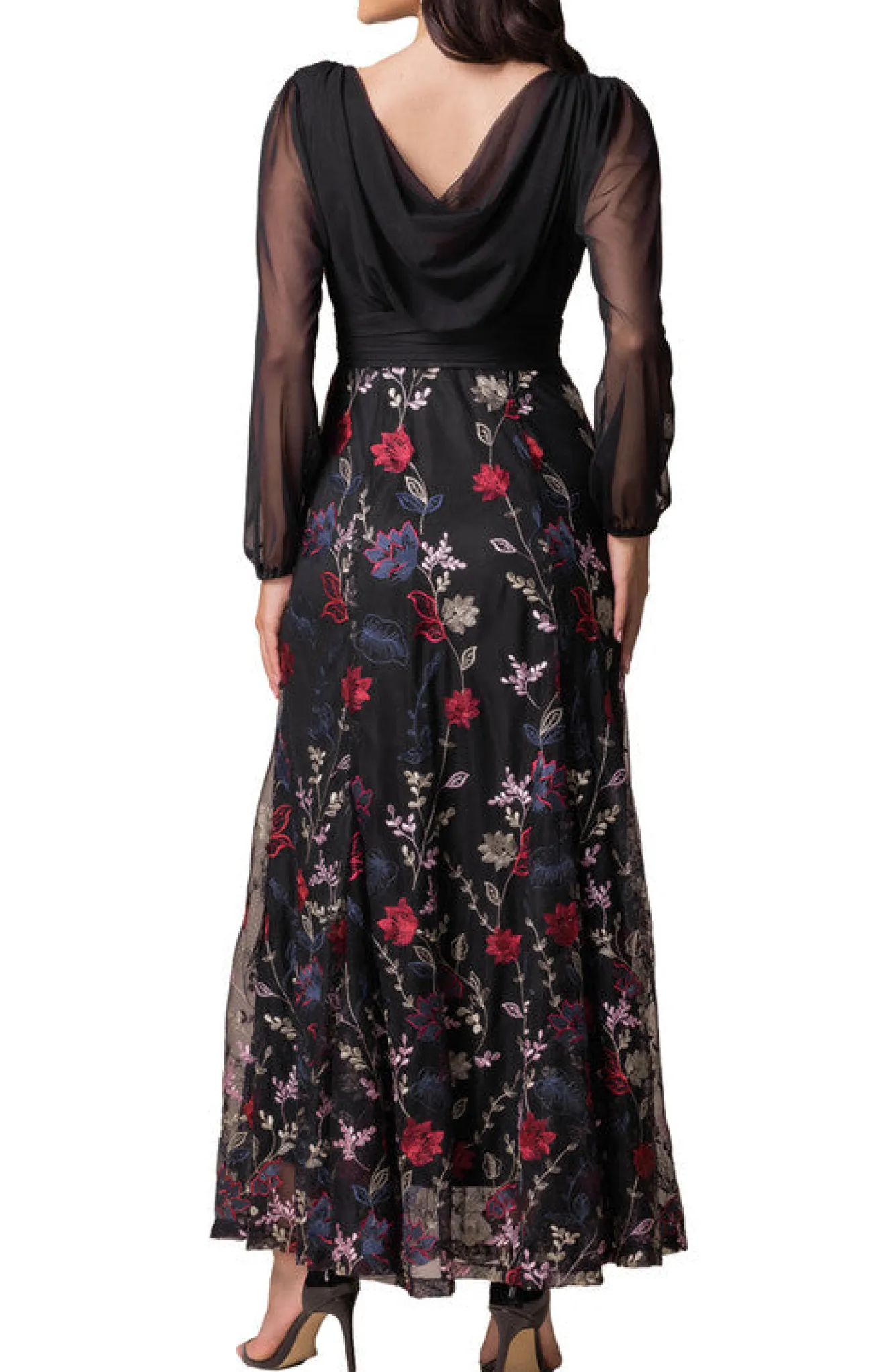 Isabella Embroidered Mesh Gown
