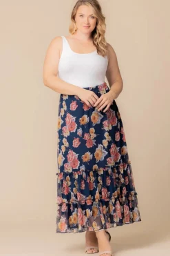 Isla Tiered Mesh Maxi Skirt - Plus