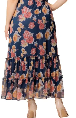 Isla Tiered Mesh Maxi Skirt - Plus