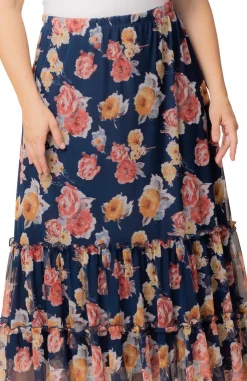 Isla Tiered Mesh Maxi Skirt - Plus