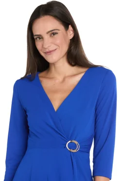Jersey Faux Wrap with 3/4 Sleeves - Petite