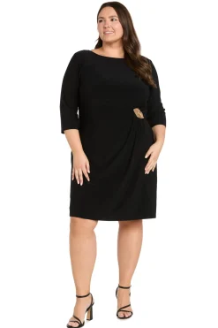 Jersey Side Draped Dress with Hardware- Plus