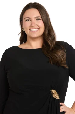 Jersey Side Draped Dress with Hardware- Plus