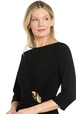 Jersey Side Draped Dress with Hardware
