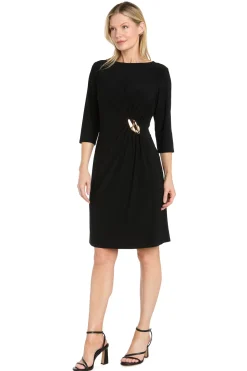 Jersey Side Draped Dress with Hardware