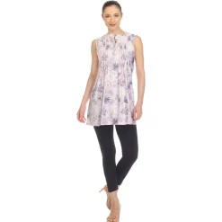 Lavender Floral Sleeveless Tunic Top