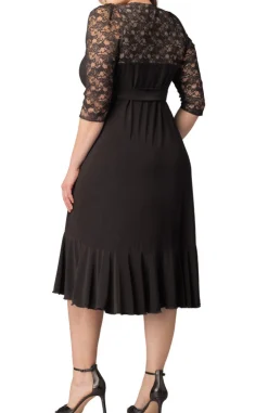 Lavish Lace Wrap Dress-Black Noir -Plus