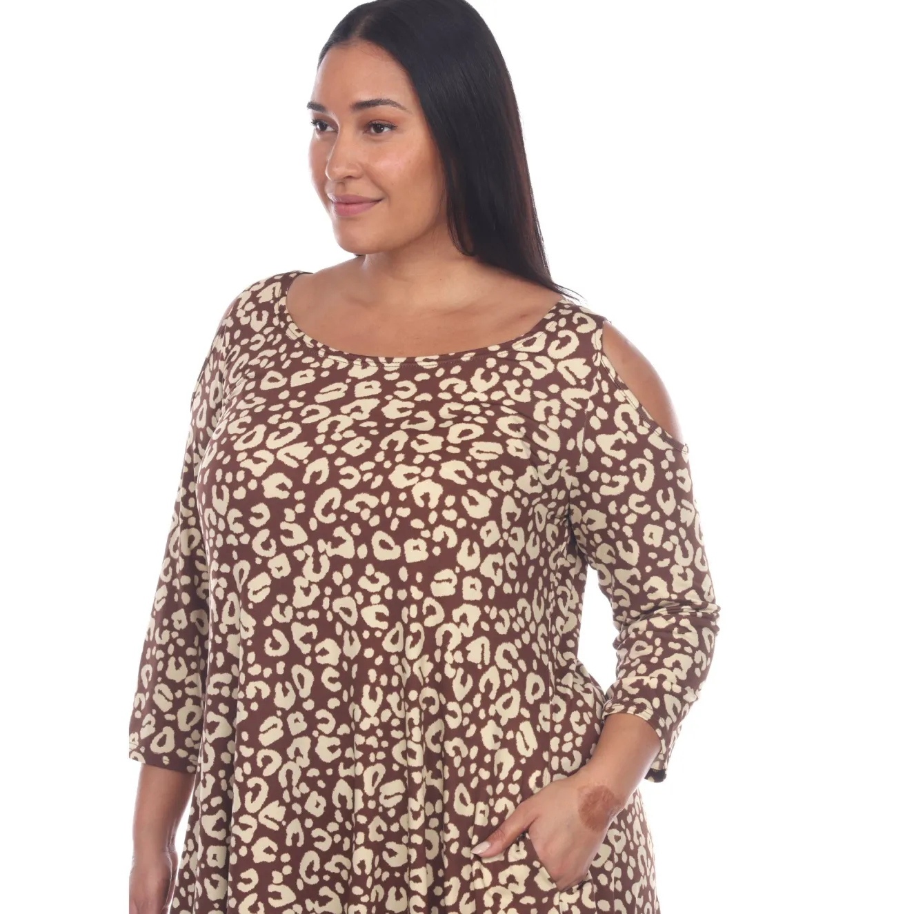 Leopard Cold Shoulder Tunic - Plus